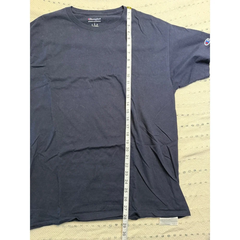 Champion Mens Navy Blue Short Sleeve T-Shirt Crew Neck Athletic Tee Size Large - Picture 3 of 5